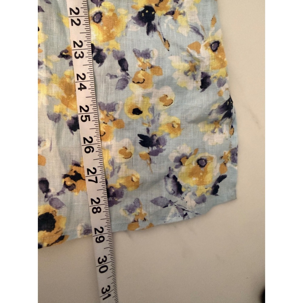 J.Jill Love Linen Floral Watercolor Tunic Top Blue Yellow 3/4 Sleeve‎ Small - Picture 7 of 8